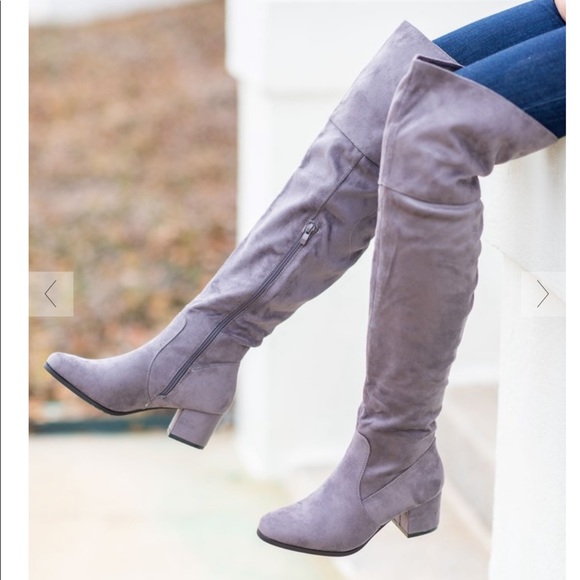 NWOT over the knee grey boots - Picture 1 of 2